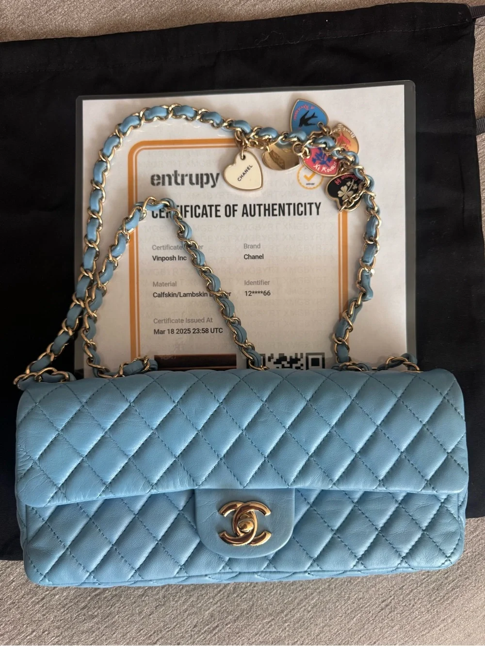 Vintage Chanel baby Blue single flap valentine east west edition